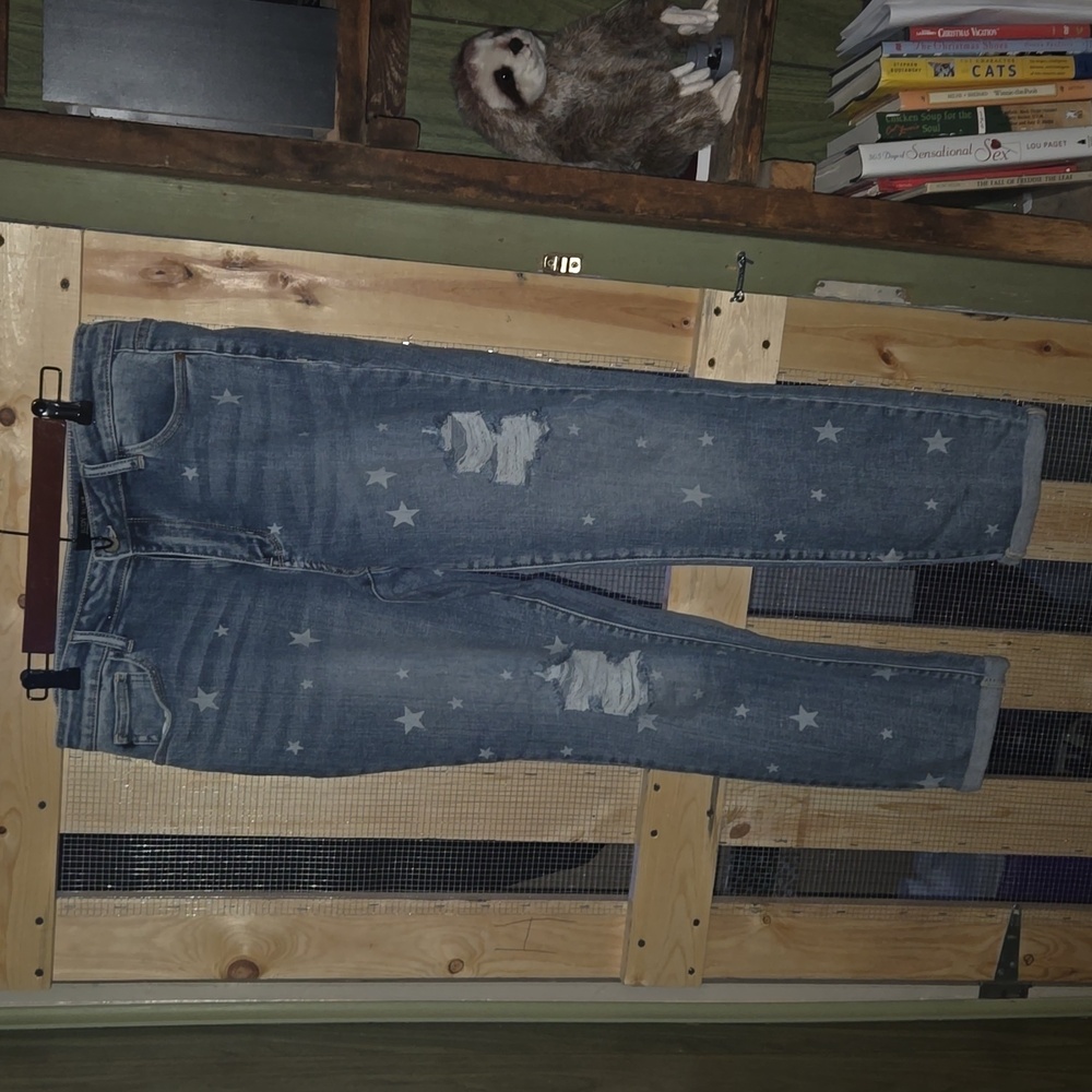 Judy Blue distressed star cropped jeans.